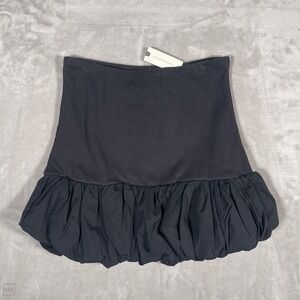 NEW Anthropologie Women's Skirt Mini Drop Waist Knit Bubble Minimalist S Black